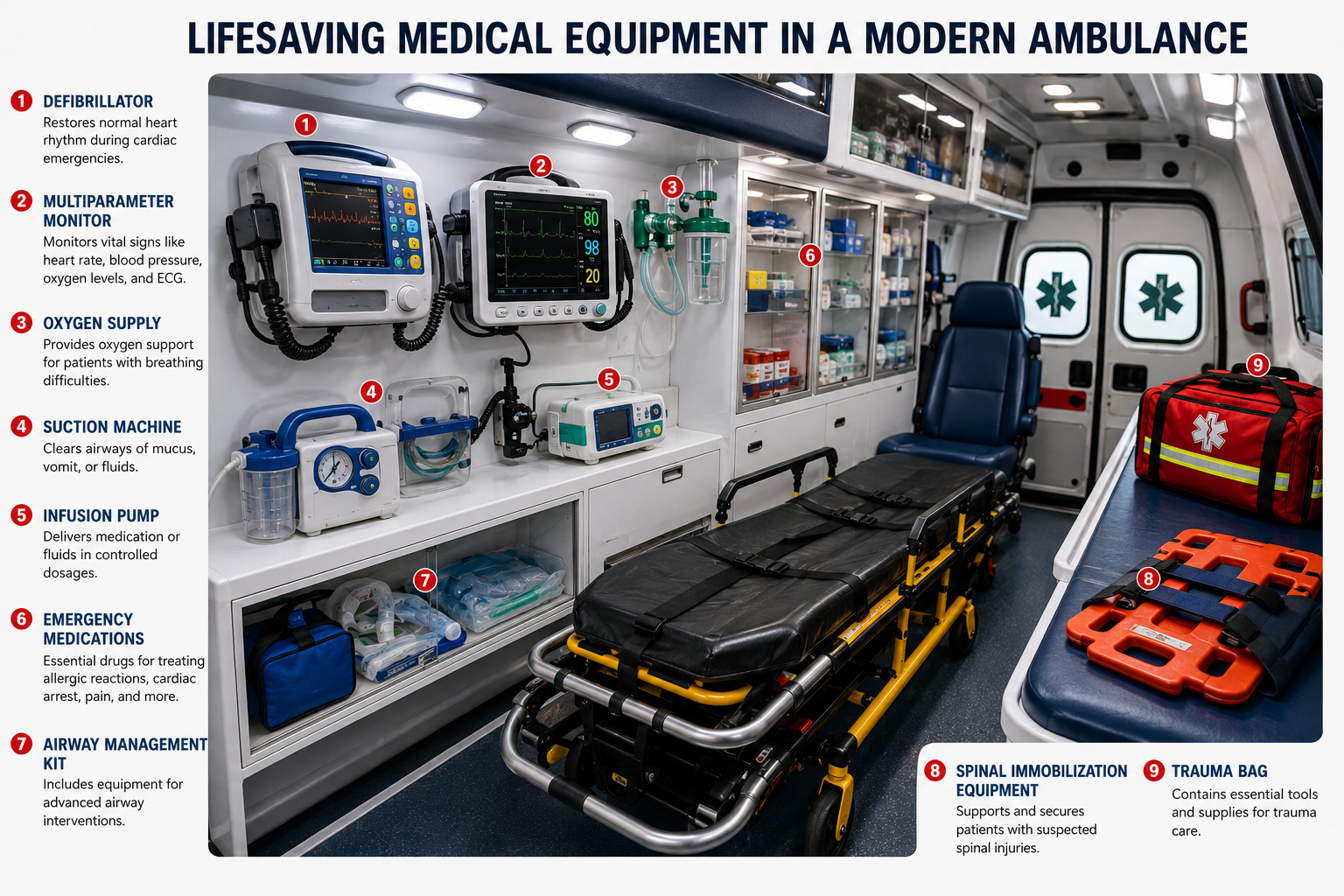Lifesaving Tools Inside a Modern Ambulance
