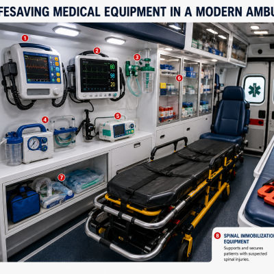 Lifesaving Tools Inside a Modern Ambulance
